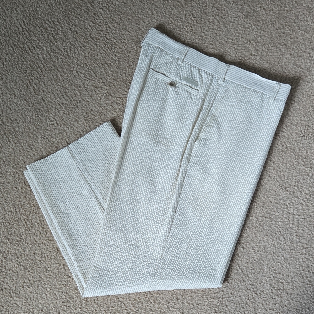 Perry Ellis Cottons Elegant White Seersucker Men's Pants Size W34xL30